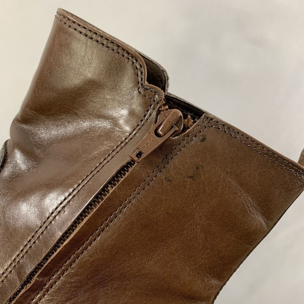 Antonio Melani Womens Leather Heeled Boots 9.5 M Brown Y2K Minimalist Euro Chic - Picture 11 of 14